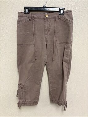 Men's Brown Cargo Crop Pants with Drawstring Hem